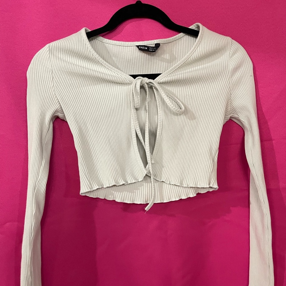 sage green cropped cardigan